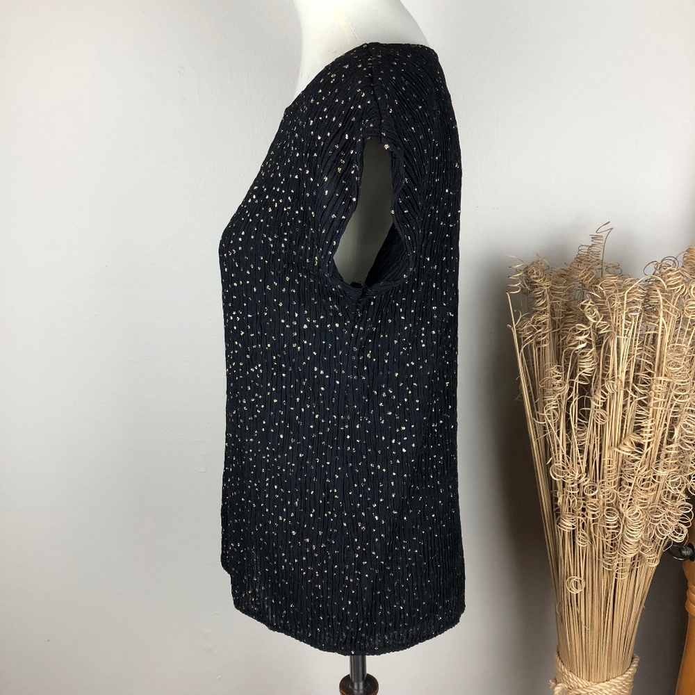 VINTAGE Gold Speckled Short Sleeve Blouse Small - Picture 4 of 7